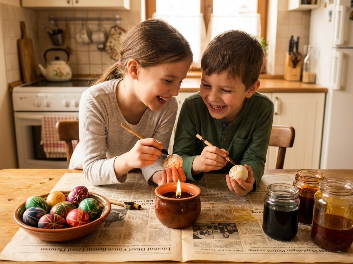 velikonocni kraslice s detmi